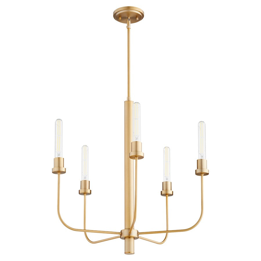 Quorum Sheridan 5 Light Chandelier, Aged Brass 612-5-80