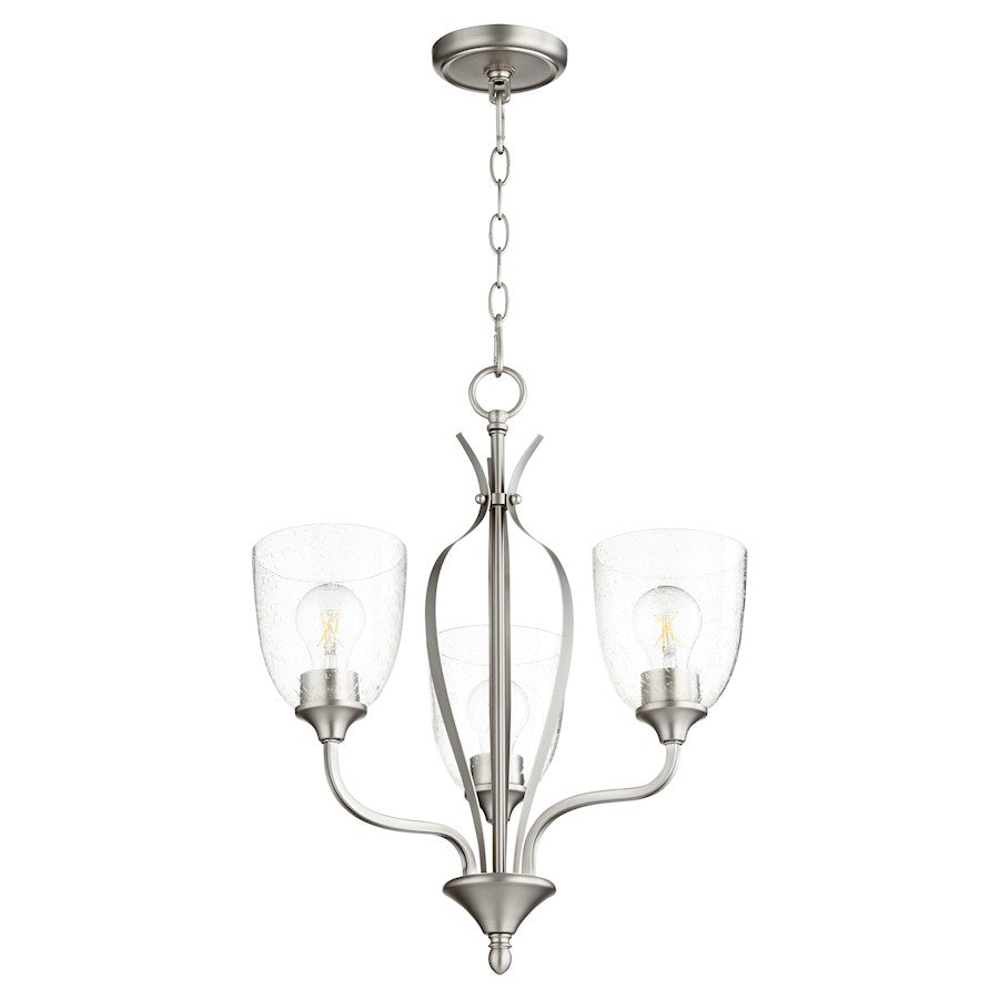 Quorum Jardin 3 Light Chandelier, Satin Nickel/Clear Seeded - 6127-3-265