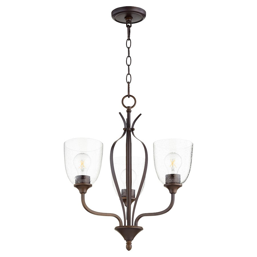 Quorum Jardin 3 Light Chandelier, Oiled Bronze/Clear Seeded - 6127-3-286