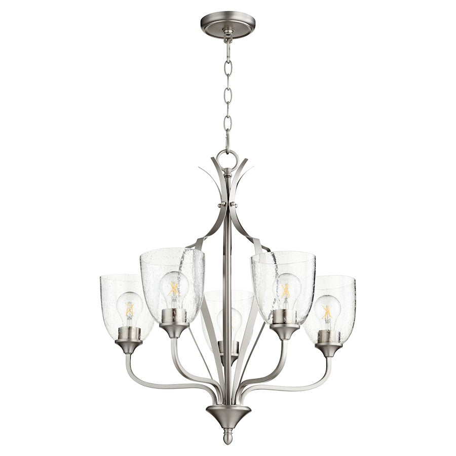 Quorum Jardin 5 Light Chandelier, Satin Nickel/Clear Seeded - 6127-5-265