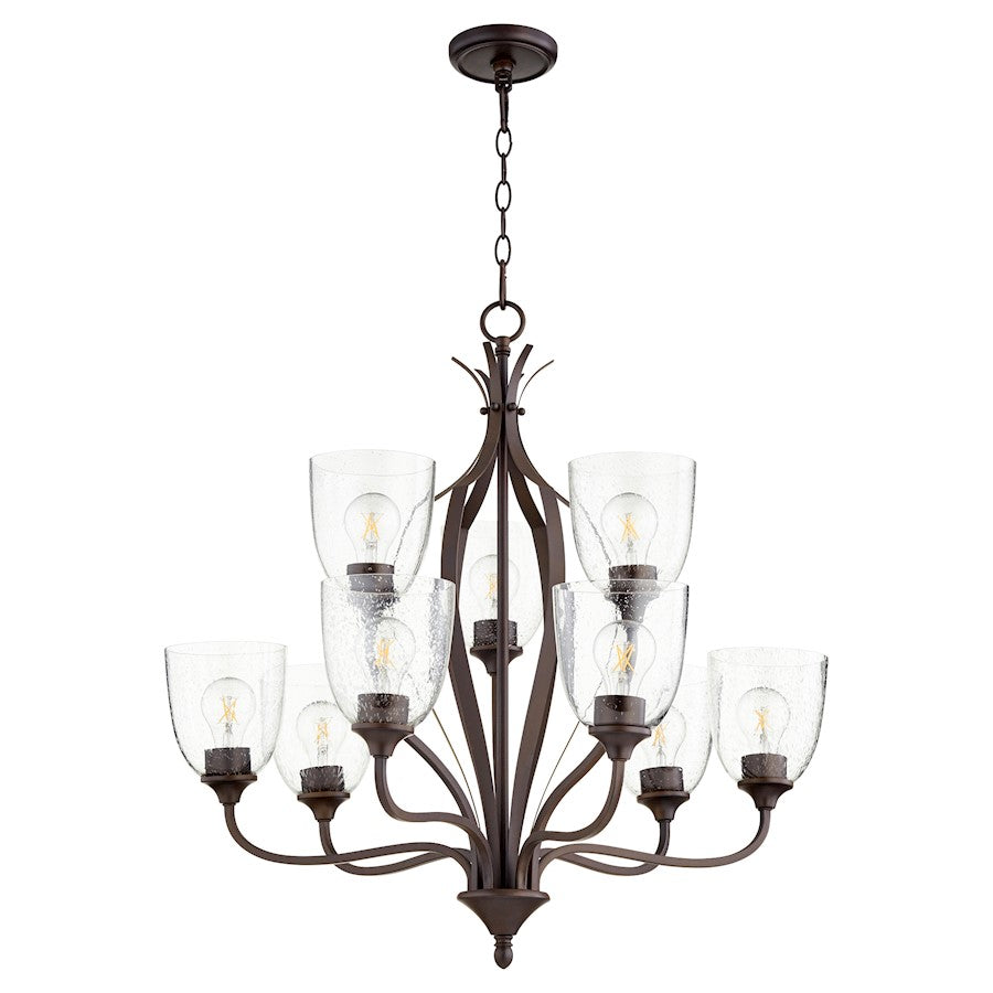 Quorum Jardin 9 Light Chandelier, Oiled Bronze/Clear Seeded - 6127-9-286