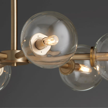 6 Light Chandelier, Aged Brass