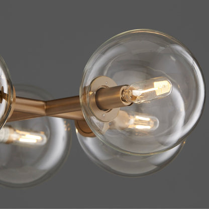 8 Light Linear Chandelier, Aged Brass