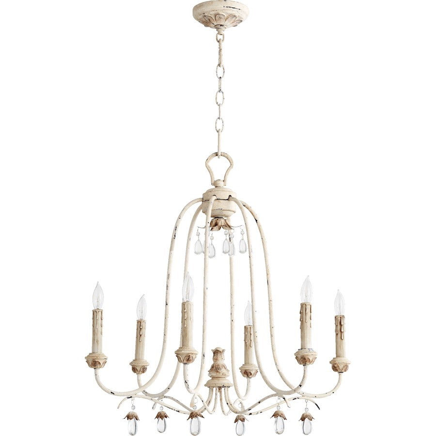 6 Light Candelabra Chandelier, Persian White