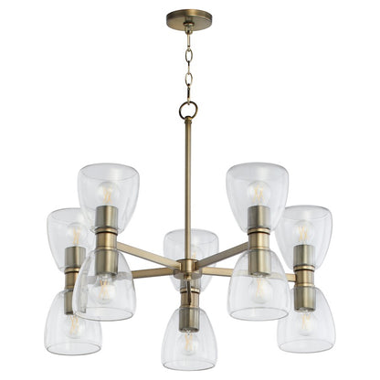 Quorum Relo 5+5Light Chandelier, Dark Brass/Clear - 615-10-81