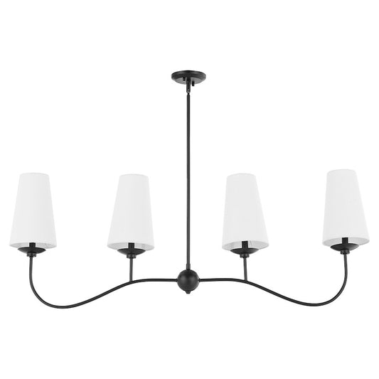 Quorum Euphora 4Light Linear Chandelier, Matte Black/White - 616-4-59