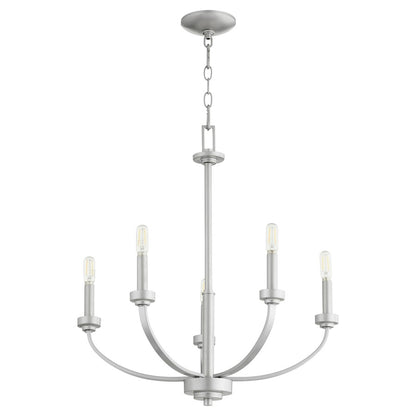 Quorum Reyes 5 Light Cand Chandelier, Classic Nickel 6160-5-64