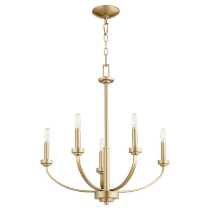 Quorum Reyes 5 Light Cand Chandelier, Aged Brass 6160-5-80