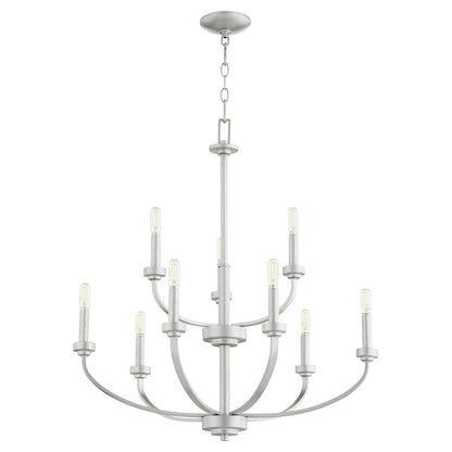 Quorum Reyes 9 Light Cand Chandelier, Classic Nickel 6160-9-64