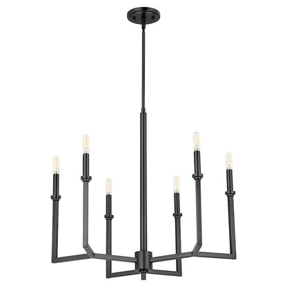 Quorum Merrick 6 Light Chandelier, Matte Black - 6174-6-59