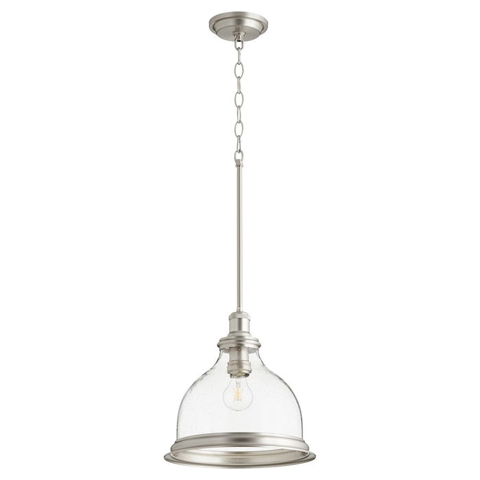 Quorum 1 Light Pendant With Ring, Satin Nickel/Clear/Seeded - 6193-12-65
