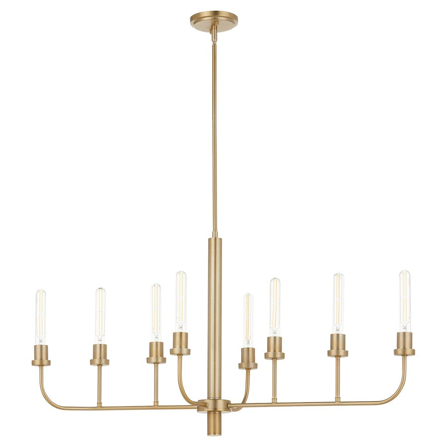 Quorum Sheridan 8 Light Linear Chandelier, Aged Brass - 622-8-80