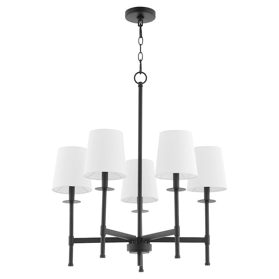 Quorum Belshaw 5 Light Chandelier, Matte Black/White 624-5-59