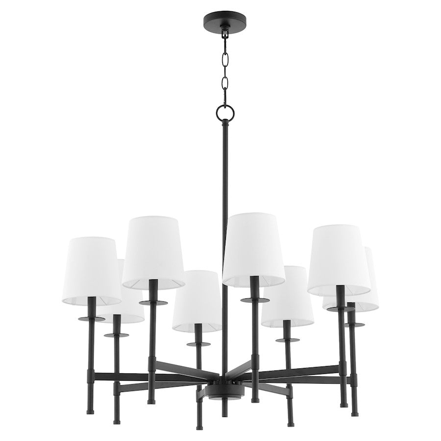 Quorum Belshaw 8 Light Chandelier, Matte Black/White 624-8-59