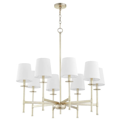 Quorum Belshaw 8 Light Chandelier, Aged Silver Leaf/White 624-8-60