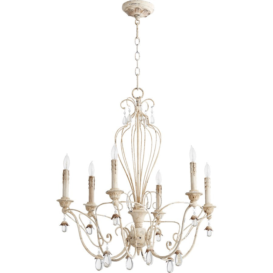 6 Light Candelabra Chandelier, White