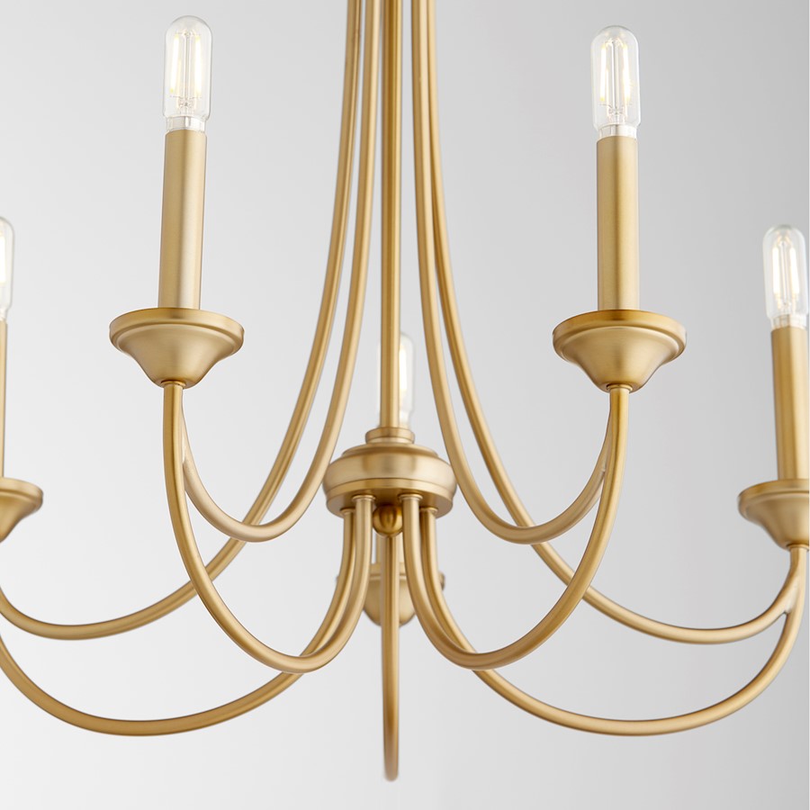 Brooks Cand Chandelier, Aged Brass