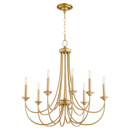 Quorum Brooks 8 Light Cand Chandelier, Aged Brass 6250-8-80