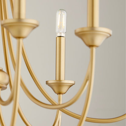 Brooks Cand Chandelier, Aged Brass