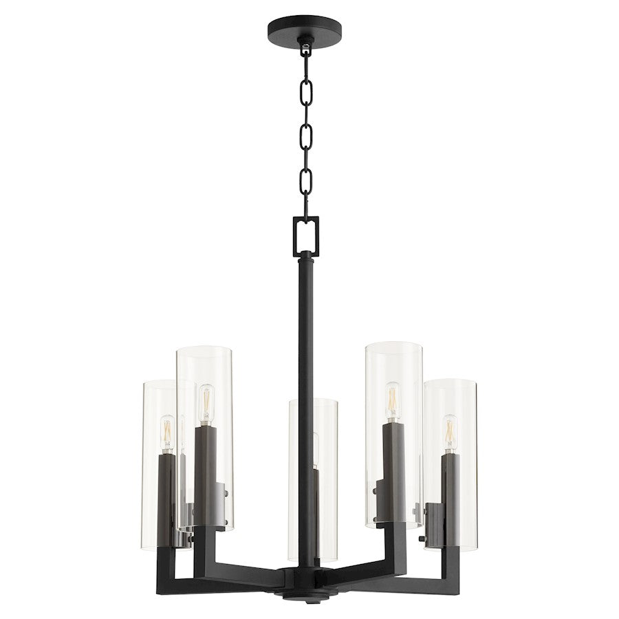 Quorum Harbin 5 Light Chandelier, Noir/Clear 6277-5-69