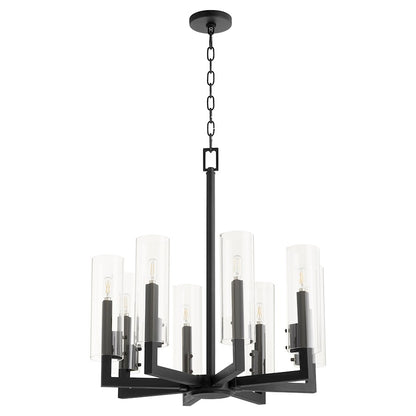 Quorum Harbin 8 Light Chandelier, Noir/Clear 6277-8-69