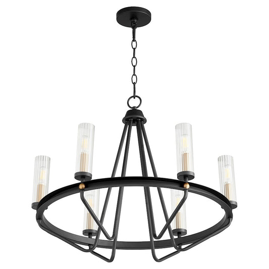 Quorum Empire 6 Light Chandelier, Noir/Aged Brass - 629-6-6980