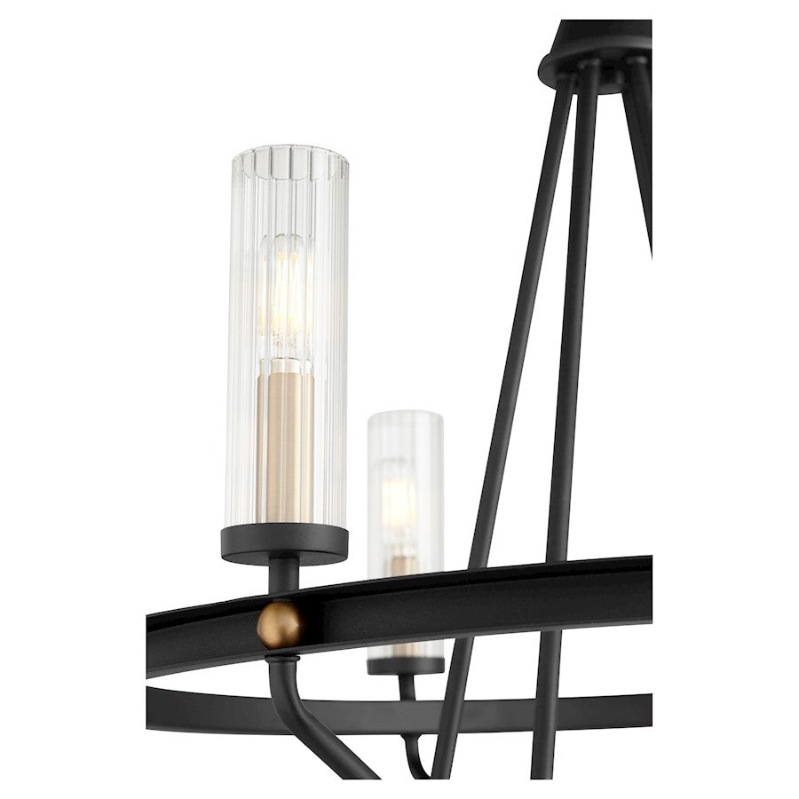 6 Light Chandelier, Noir