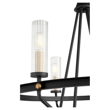 6 Light Chandelier, Noir