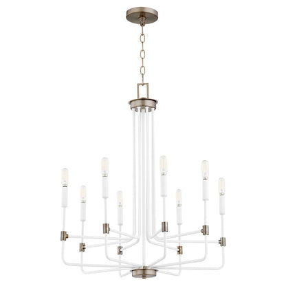 Quorum Davies 8 Light Chandelier, Studio White/Dark Brass 633-8-0881