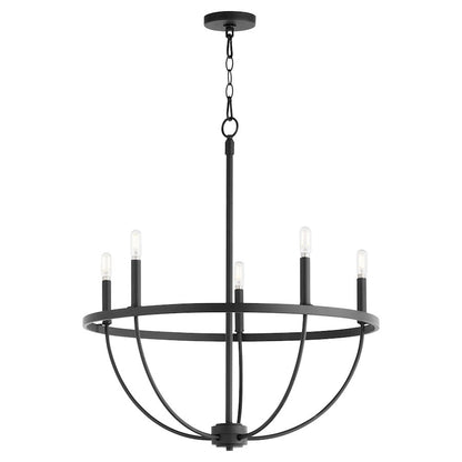 Quorum Tribute 5 Light Chandelier, Matte Black 6374-5-59