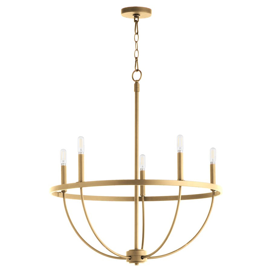 Quorum Tribute 5 Light Chandelier, Aged Brass 6374-5-80