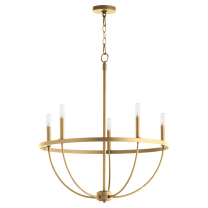 Quorum Tribute 5 Light Chandelier, Aged Brass 6374-5-80