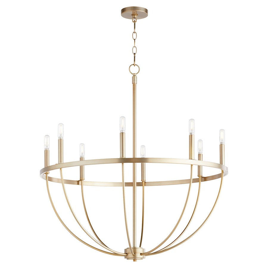 Quorum Tribute 8 Light Chandelier, Aged Brass 6374-8-80