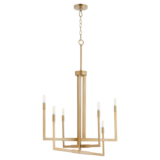 Quorum Bolero 6 Light Chandelier, Aged Brass - 6377-6-80