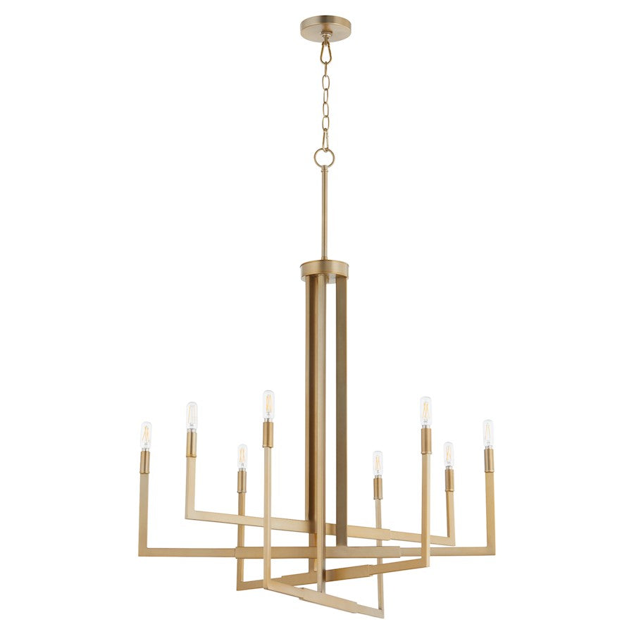 Quorum Bolero 8 Light Chandelier, Aged Brass - 6377-8-80