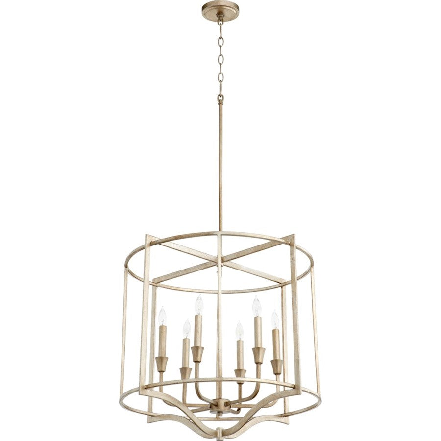 Quorum Marquee 6 Light Nook Pendant, Aged Silver Leaf - 6414-6-60