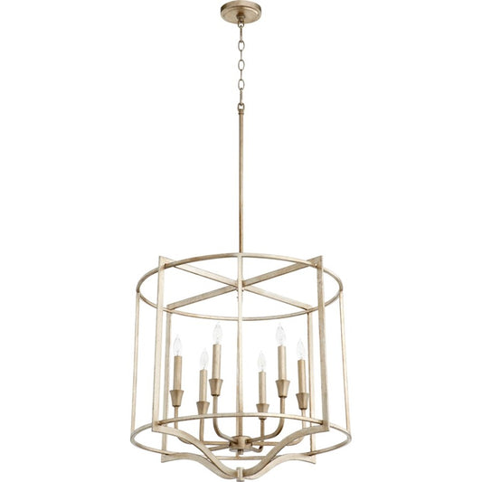 Quorum Marquee 6 Light Nook Pendant, Aged Silver Leaf - 6414-6-60