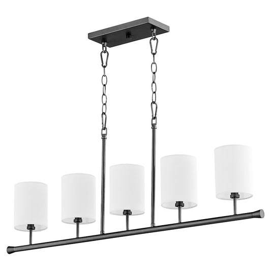 Quorum Harmony 5 Light Linear Chandelier, Matte Black/White - 647-5-59