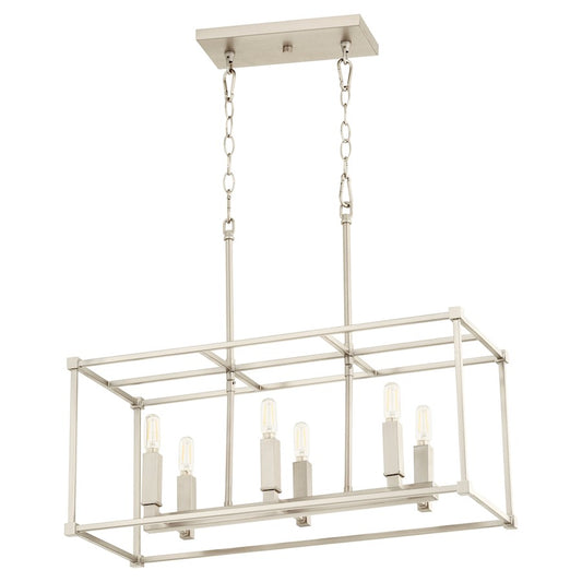 Quorum Olympus 6 Light Pendant, Satin Nickel - 656-6-65