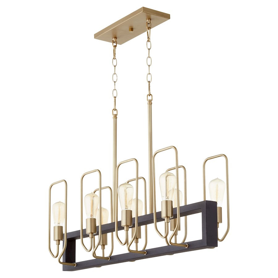 8 Light Linear Chandelier, Noir