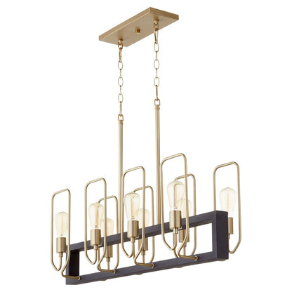 8 Light Linear Chandelier, Noir