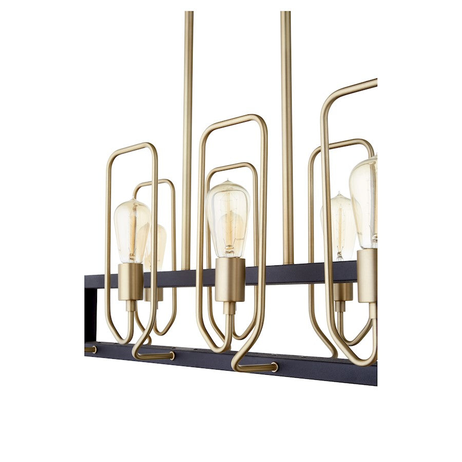 8 Light Linear Chandelier, Noir