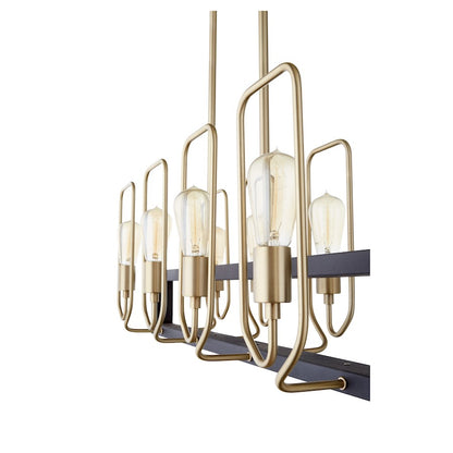 8 Light Linear Chandelier, Noir