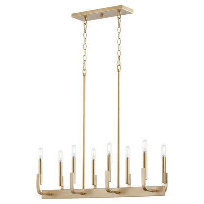 Quorum Tempo 8 Light Linear Island Light, Aged Brass