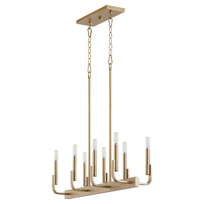 Quorum Tempo 8 Light Linear Island Light, Aged Brass