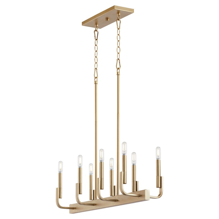 Quorum Tempo 8 Light Linear Island Light, Aged Brass