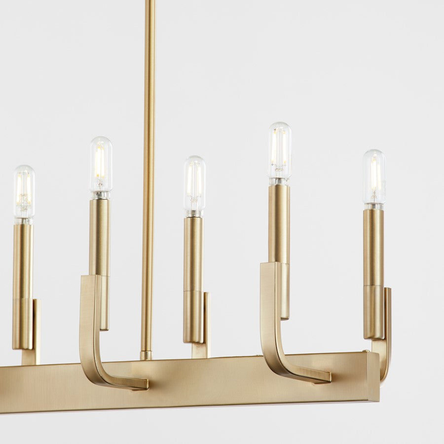 Quorum Tempo 8 Light Linear Island Light, Aged Brass