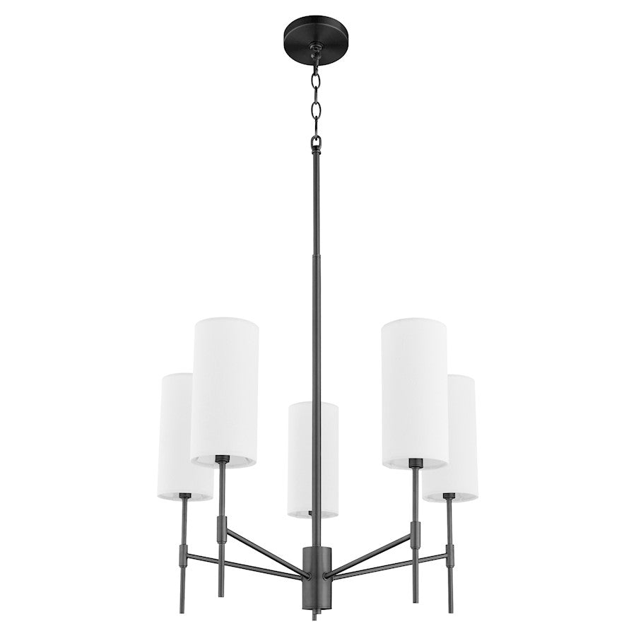 Quorum Hamilton 5 Light Chandelier, Matte Black/White 663-5-59