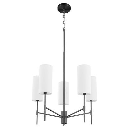 Quorum Hamilton 5 Light Chandelier, Matte Black/White 663-5-59