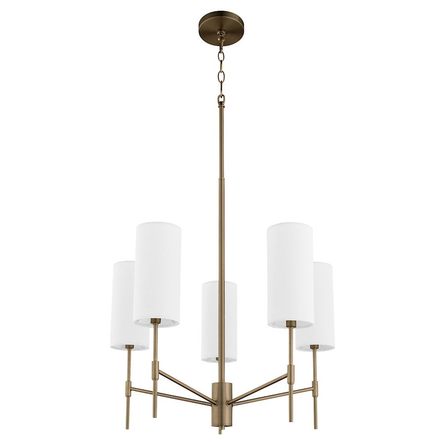 Quorum Hamilton 5 Light Chandelier, Dark Brass/White 663-5-81